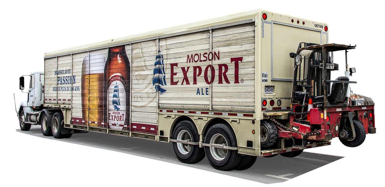 cargo truck, truck, forklift